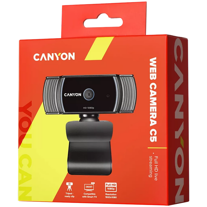 Canyon Full HD live streaming Webcam C5 with clear video, ideal for online meetings - available at Keans Claremorris.