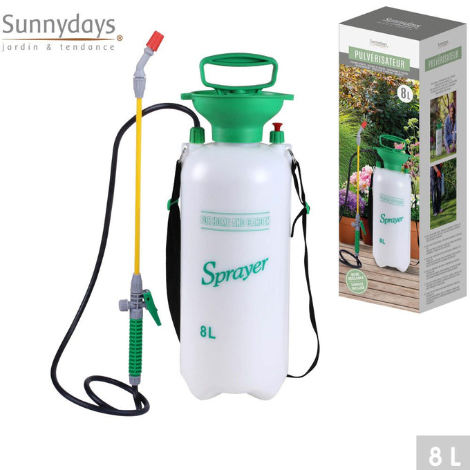 Garden Sprayer 8 Litre with Pump Action, Adjustable Nozzle, Shoulder Strap for Home & Garden - Keans Claremorris