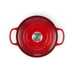 Le Creuset Signature Cerise 22cm Round Cast Iron Casserole Pot - Durable, Vibrant Red - Keans Claremorris