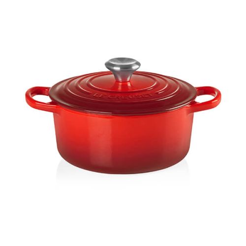 Le Creuset Signature Cerise 24cm Round Cast Iron Casserole Pot - Durable, Enamel Coated | Keans Claremorris