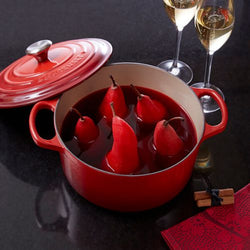 Le Creuset Signature Cerise 24cm Round Cast Iron Casserole Pot - Durable, Enamel Coated | Keans Claremorris