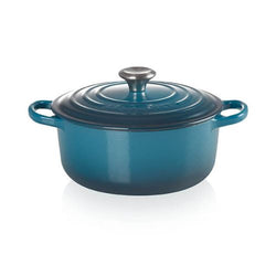 Le Creuset Round Casserole 24cm Deep Teal enamel cast iron pot - available at Keans Claremorris