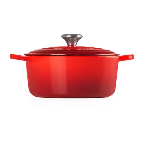 Le Creuset Signature Cerise 28cm Round Cast Iron Casserole Pot - Durable, Enamel Coated | Keans Claremorris