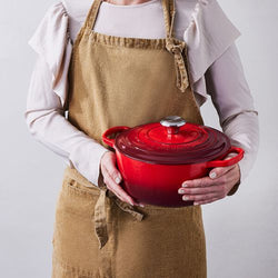 Le Creuset Signature Cerise 28cm Round Cast Iron Casserole Dish - Durable, Enamel Coated | Keans Claremorris