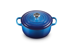 Le Creuset Signature 28cm Round Casserole in Azure Blue – Durable Cast Iron Cookware | Keans Claremorris