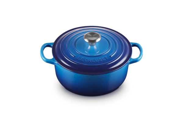Le Creuset Signature 28cm Round Casserole in Azure Blue – Durable Cast Iron Cookware | Keans Claremorris