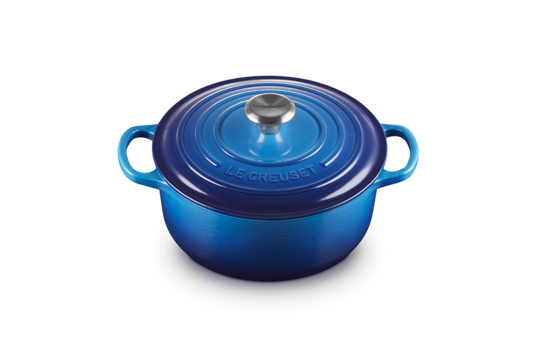 Le Creuset Signature 28cm Round Casserole in Azure Blue – Durable Cast Iron Cookware | Keans Claremorris