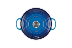 Le Creuset Signature 28cm Round Casserole in Azure Blue – Durable Cast Iron Cookware | Keans Claremorris