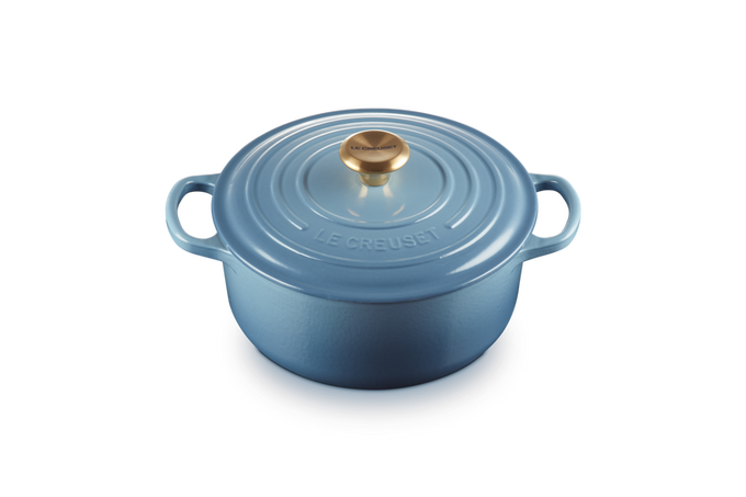 Le Creuset Signature 28cm Round Casserole in Chambray Blue – Durable Cast Iron Cookware | Keans Claremorris