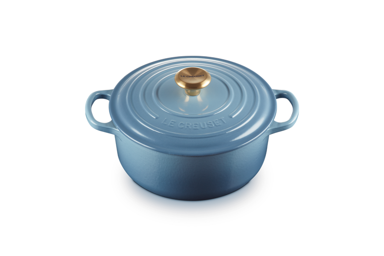 Le Creuset Signature 28cm Round Casserole in Chambray Blue – Durable Cast Iron Cookware | Keans Claremorris