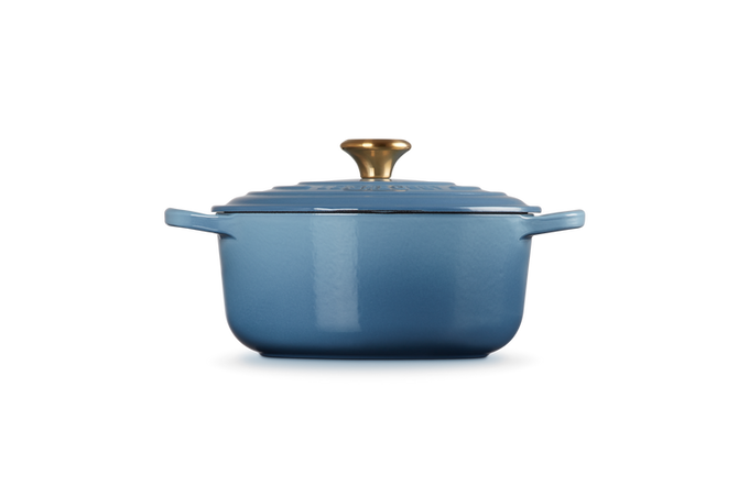 Le Creuset Signature 28cm Round Casserole in Chambray - Durable Cast Iron Cookware | Keans Claremorris