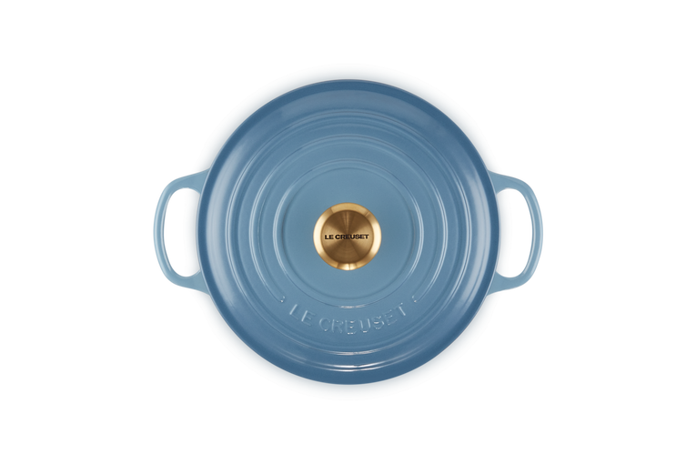 Le Creuset Signature 28cm Round Casserole in Chambray Blue – Durable Cast Iron Cookware | Keans Claremorris
