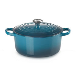 Le Creuset Signature Deep Teal 28cm Round Cast Iron Casserole - Durable, Enamel Coated | Keans Claremorris