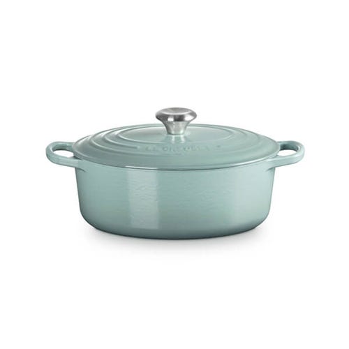 Le Creuset Signature Sea Salt 27cm Oval Cast Iron Casserole Dish - Durable, Enamel Coated | Keans Claremorris