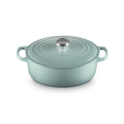 Le Creuset 27cm Oval Cast Iron Casserole 4.1L Sea Salt, oven-safe, induction compatible – Keans Claremorris