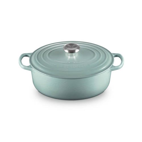 Le Creuset 27cm Oval Cast Iron Casserole 4.1L Sea Salt, oven-safe, induction compatible – Keans Claremorris