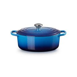 Le Creuset Signature 29cm Azure Oval Cast Iron Casserole, 4.7L, durable enamel, stainless steel knob – Keans Claremorris
