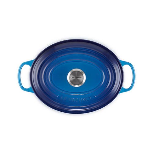 Le Creuset Signature 29cm Oval Cast Iron Casserole in Azure - Durable, Enamel Coated - Keans Claremorris