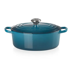 Le Creuset 29cm Oval Casserole in Deep Teal, durable cast iron cookware - available at Keans Claremorris