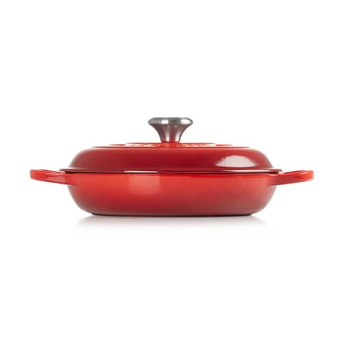 Le Creuset Signature Cerise 26cm Cast Iron Shallow Casserole - Durable, Vibrant Red | Keans Claremorris