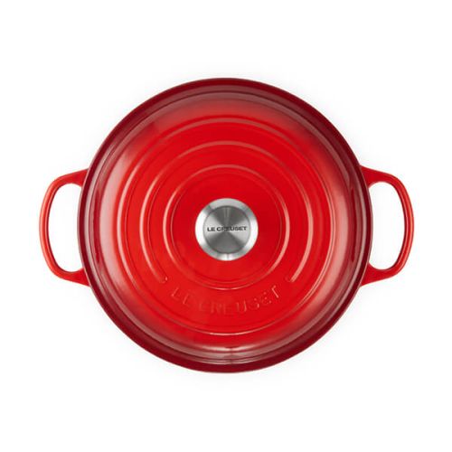 Le Creuset Signature Cerise 26cm Cast Iron Shallow Casserole - Durable, Vibrant Red | Keans Claremorris