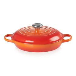 Le Creuset Signature 30cm Cerise cast iron shallow casserole, 3.2L, durable, easy-clean, oven-safe, available at Keans