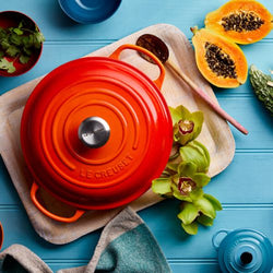 Le Creuset Signature Cerise 30cm Shallow Cast Iron Casserole - Durable, Vibrant Red | Keans Claremorris