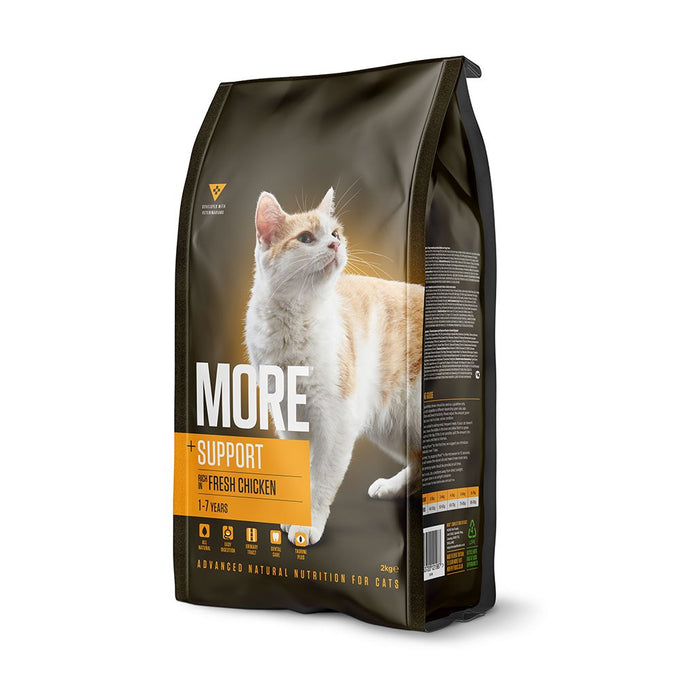 More Cat Support Adult Chicken 2kg dry food, hypoallergenic, grain-free, supports digestion & skin health - Keans Claremorris
