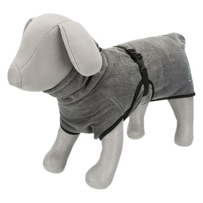 Grey XL 75cm dog bathrobe towel for drying pets quickly, from Keans Claremorris store.