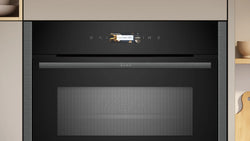 Neff N 70, Built-in compact oven with microwave function, 60 x 45 cm, Graphite-Grey