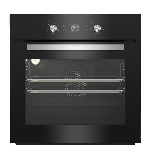 Blomberg OEN8301B black built-in fan oven, 71L, convection cooking, touch LED timer, grill, available at Kean’s Claremorris