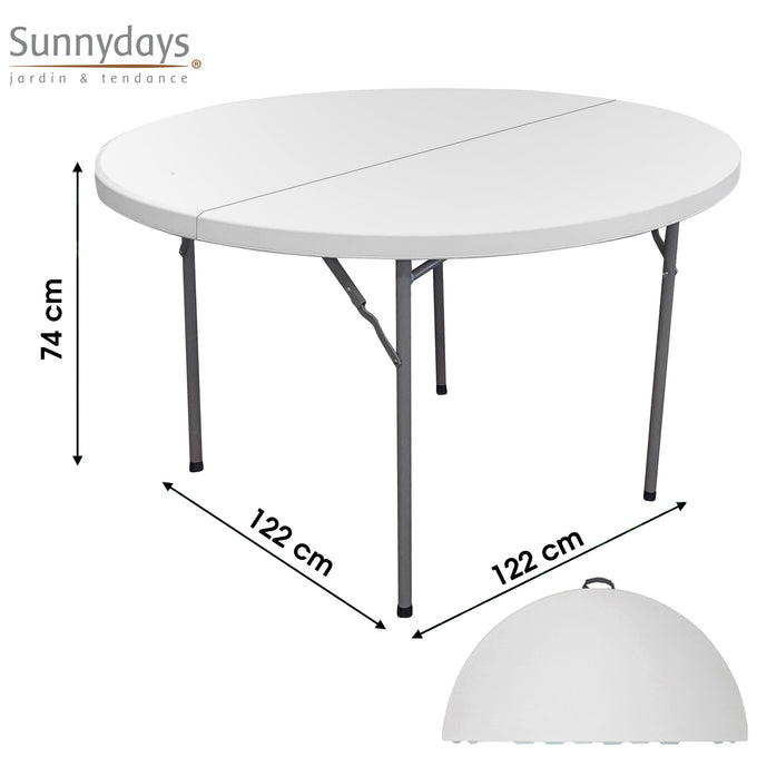 Round Folding Table - White - Image 1