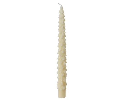 Dinner Candle – Tree Design, White Finish (Box of 2) h25cm - Image 2