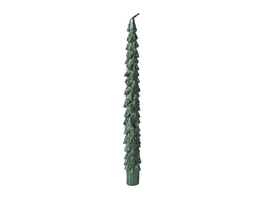 Pine Green Tree Dinner Candles – Set of 2 (25cm) - Image 2