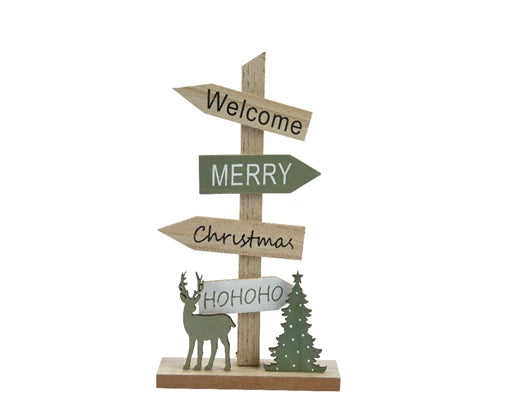 Christmas Sign – With Reindeer, Tree & Festive Text  h29cm
