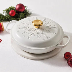 Le Creuset Christmas Shallow Casserole 26cm Snowflakes