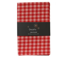 Red & White Check Table Runner 150x30cm