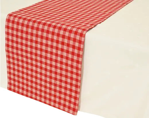 Red & White Check Table Runner 150x30cm