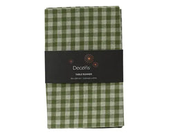 Rosemary Green & Cream Check Table Runner 150x30cm