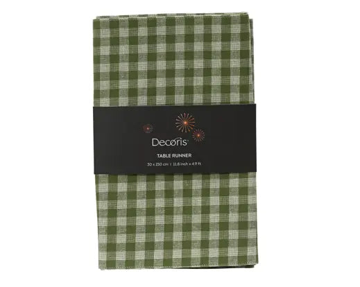 Rosemary Green & Cream Check Table Runner 150x30cm - Image 2