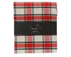 Red, Green & White Tartan Check Tablecloth 240 x 140cm