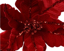Velvet Poinsettia Flower on Wire – Christmas Red dia44cm