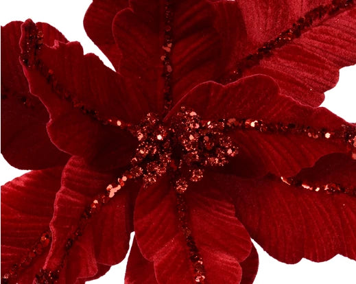 Velvet Poinsettia Flower on Wire – Christmas Red dia44cm - Image 2