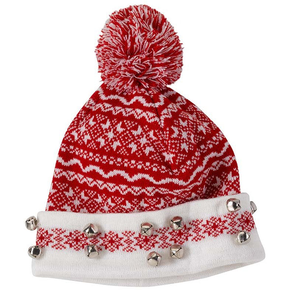 Fairisle Luxury Jingle Beanie-Festive Christmas Hat with Bells