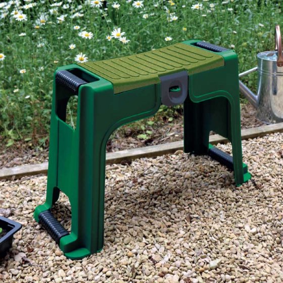Garden Kneeler Seat with cushioned pad, storage compartment, supports up to 100kg – available at Keans Claremorris.