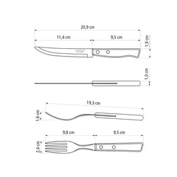 Tramontina Wooden Handle Steak Knives & Fork - 12pack