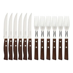 Tramontina Wooden Handle Steak Knives & Fork - 12pack