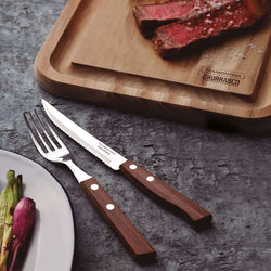 Tramontina Wooden Handle Steak Knives & Fork - 12pack