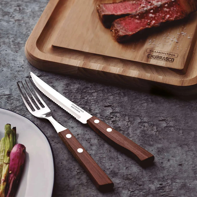Tramontina Wooden Handle Steak Knives & Fork - 12pack - Image 4
