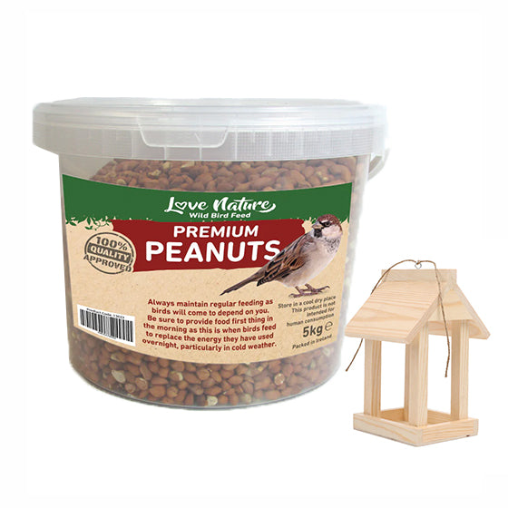 Love Nature 5kg Peanut Bucket with FREE Seed Feeder, high protein bird food for wild birds – Keans Claremorris